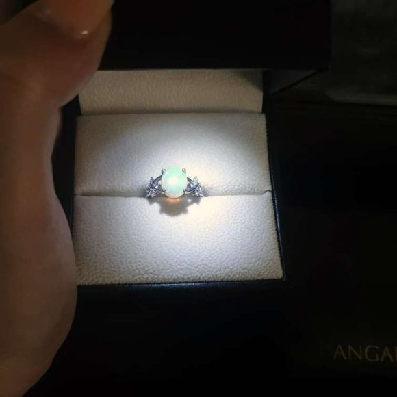 Classic Solitaire Oval Opal Promise Ring In Gold - Picture 11 of 16